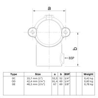 Buiskoppeling Open klapbaar T-Stuk-C / 33,7 mm